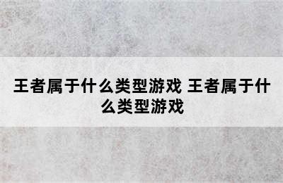 王者属于什么类型游戏 王者属于什么类型游戏